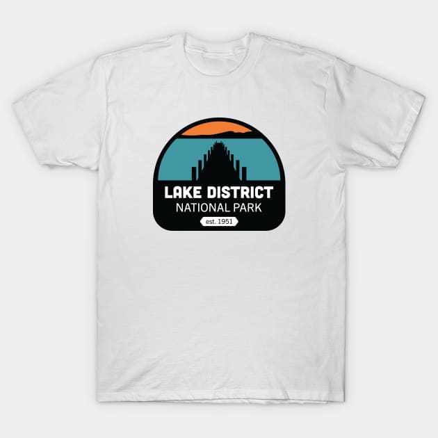 Lake District National Park Logo Badge Design T-Shirt by Bex Rocks